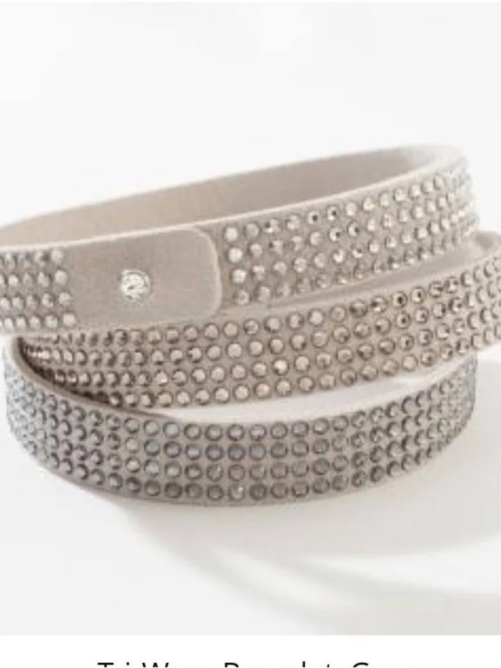 Touchstone Crystal Tri-Wrap Bracelet, Grey